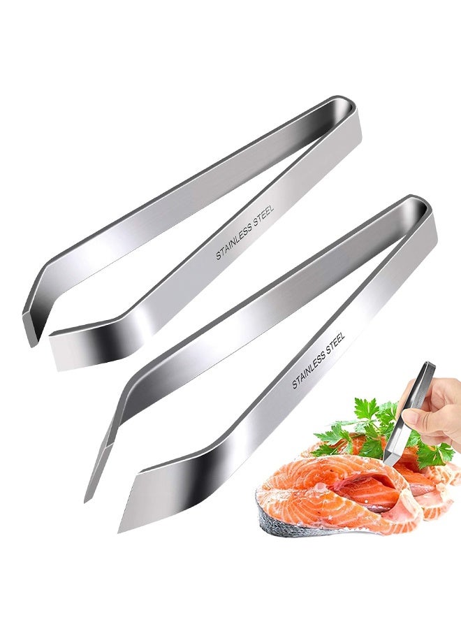 Fish Bone Tweezers, Professional Stainless Steel Flat and Slant Pliers Set for Kitchen Salmon Trout ,2pcs - Image 1