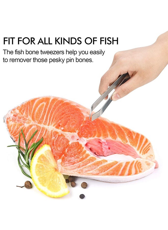 Fish Bone Tweezers, Professional Stainless Steel Flat and Slant Pliers Set for Kitchen Salmon Trout ,2pcs - Image 2