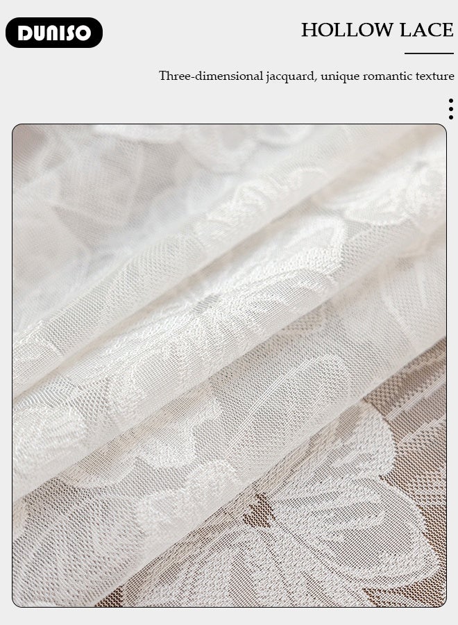 DUNISO Lace Table Runner，Luxury Lace Fabric Table Runner,Table Overlay Floral Lace Embroidered Table Runner， Hollow  Tablecloth for Wedding, Bridal Shower, Holiday, Easter, Dining Room 17.7x70.8 Inch - Image 3