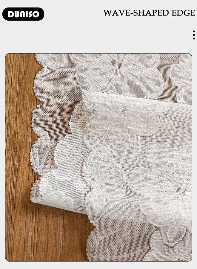 DUNISO Lace Table Runner，Luxury Lace Fabric Table Runner,Table Overlay Floral Lace Embroidered Table Runner， Hollow  Tablecloth for Wedding, Bridal Shower, Holiday, Easter, Dining Room 17.7x70.8 Inch - Image 4