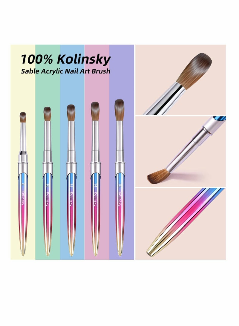 SYOSI Nail Art Brush Carved Painted Nail Polish Brush Professional Acrylic Nail Pen Colorful Pure Handmade Makeup Brush with Cap - Image 2