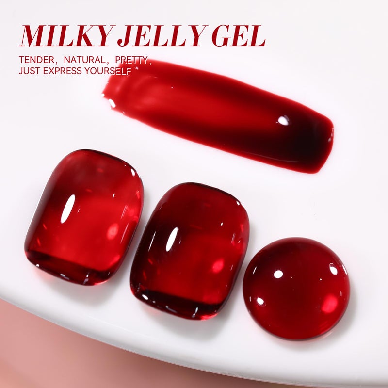 Born Pretty Jelly Burgundy Gel Nail Polish Blood Wine Red Gel Polish Translucent Valentine's Day Nail Gel Soak Off Hema-Free Gel Polish U V Light Cure for Nail Art DIY 15ML - Image 2