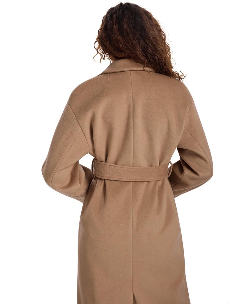 HOTIAN Women's Winter Wool Blend Coat Double Breasted Casual Notch Lapel Long Trench Overcoat Peacoat(Khaki-L) - Image 5