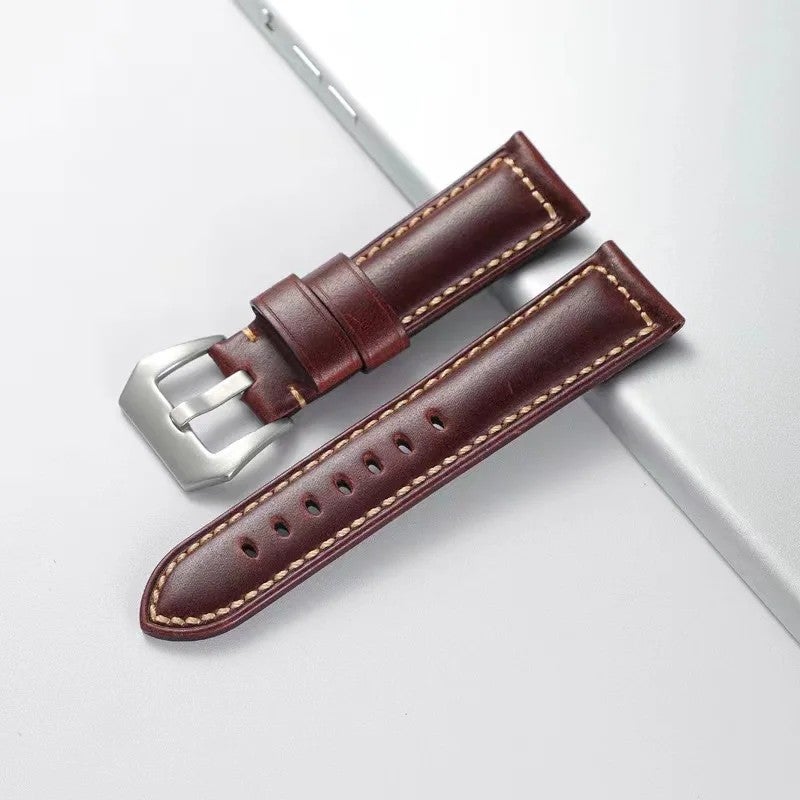 Bluejw Genuine Leather Watch Strap Replacement 20mm 22mm 24mm – Retro Oil-Waxed Quick Release Band for Men and Women - Image 1