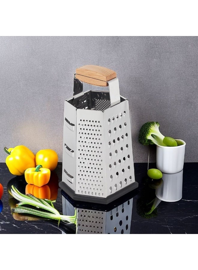 Danube Home Danube Essential Six-Sided Box Grater Durable Stainless Steel Perfect For Grating Cheese Vegetables And More Easy To Use And Clean Ideal For Home Or Kitchen Use 13X11X23.5 Cm - Image 1
