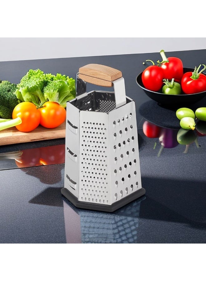 Danube Home Danube Essential Six-Sided Box Grater Durable Stainless Steel Perfect For Grating Cheese Vegetables And More Easy To Use And Clean Ideal For Home Or Kitchen Use 13X11X23.5 Cm - Image 3