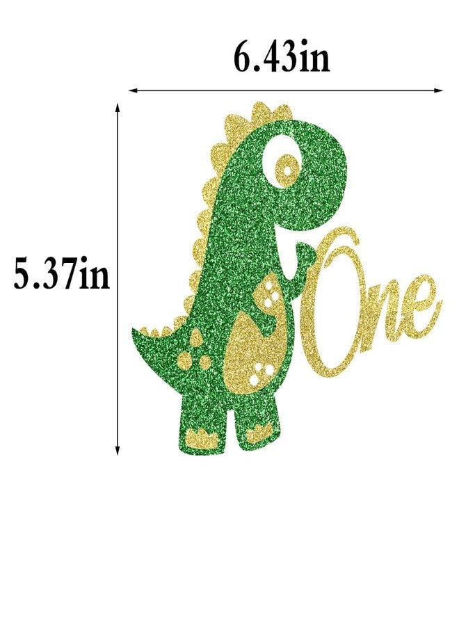 YUINYO Dinosaur One Cake Topper 1st Birthday for Boy Dinosaur Birthday Party Decoration (Gold green) - Image 3
