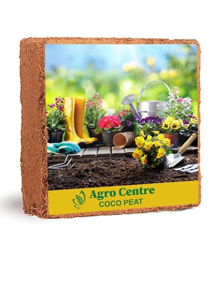 Agro centre Coco Peat,Potting Soil or Garden Soil/Bricks Peat compressed Organic Bricks Soil – 100% All Natural Fertilizer Compost – Nutrient Coco Coir Brick Pellet - EXPAND UPTO 55 L /1 BLOCK /5KG
