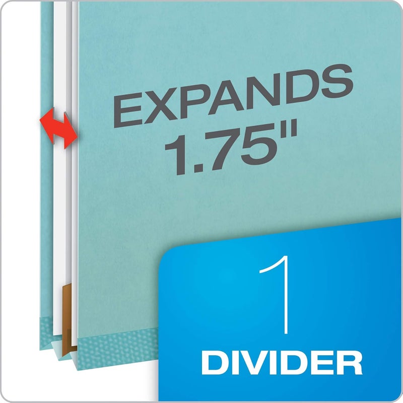 Pendaflex Recycled Classification File Folders, 1 Divider, 2" Embedded Fasteners, 2/5 Tab Cut, Legal Size, Light Blue, Box of 10 (28777R) - Image 2