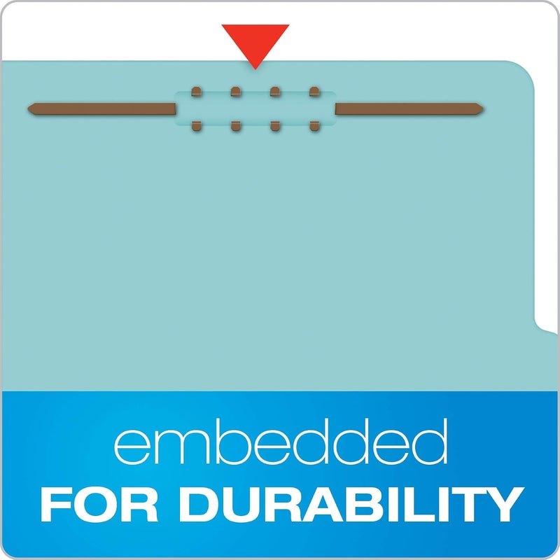 Pendaflex Recycled Classification File Folders, 1 Divider, 2" Embedded Fasteners, 2/5 Tab Cut, Legal Size, Light Blue, Box of 10 (28777R) - Image 3