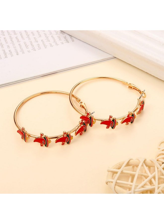 YAHPERN Cinco De Mayo Hoop Earrings For Women, Mexican Fiesta Earrings Sombrero Cactus Chili Hoop Earrings Mexican Holiday Accessory Jewelry Gifts (Style C)  - Image 3