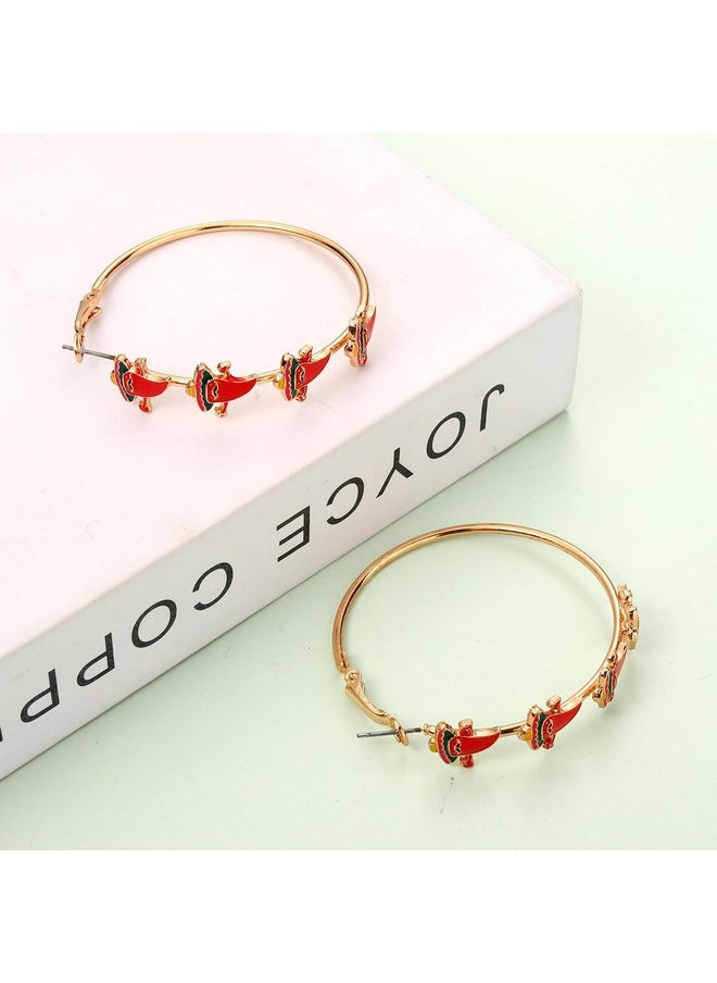 YAHPERN Cinco De Mayo Hoop Earrings For Women, Mexican Fiesta Earrings Sombrero Cactus Chili Hoop Earrings Mexican Holiday Accessory Jewelry Gifts (Style C)  - Image 4