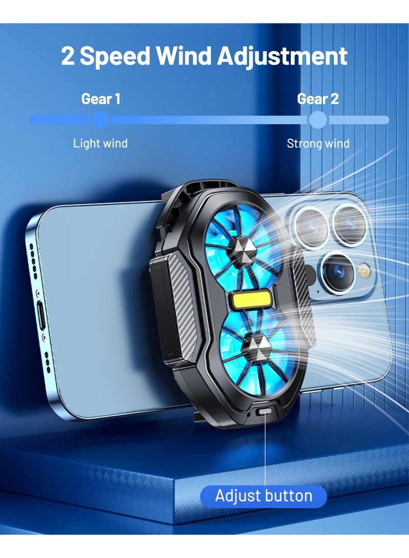 Phone Cooler for Gaming, Cellphone Radiator with Dual Semi-Conductor Cooling Chip, Mobile Phones with Width of 6.9 to 8.6 cm for Phone Live Streaming, Outdoor Vlog, Mobile Gaming - Image 5