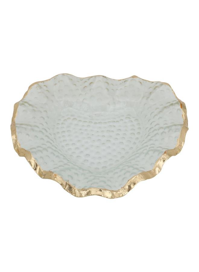 السيف  طبق تقديم حلوى زجاجي على شكل قلب عميق شفاف أبيض