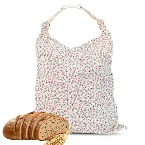 EHZYP 1 PCS Beeswax Bread Bags 17x13 Inch Reusable Bread Storage BagsBees Wax Lined Bread Bags for Home Cooks fresh bread storage Easy Clean Pink Floral - Image 1
