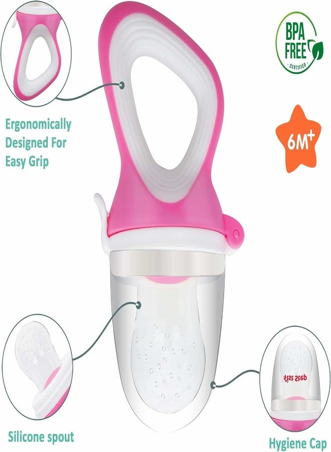 Miracle Moms Soft Silicone Nibbler with Extra Mesh for Babies, Baby Fruit & Food Feeder, Anti Choking Fruit Pacifier, Teether for Infant, 100% BPA Free, 3 Months+ (1, Pink) - Image 4