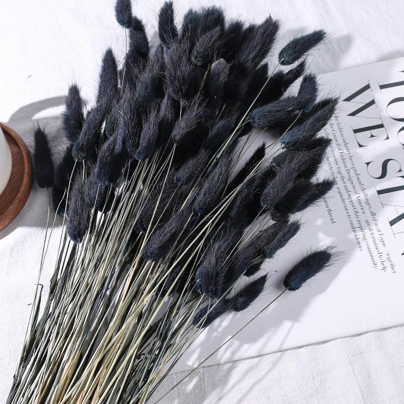 Johouse 120PCS Black Bunny Tails Dried Flowers, 17inch Dried Pampas Grass Decor, Bunny Tails Handpicked Bunch, Boho Flowers Home Table Decor, Wedding Decorations for Home - Image 5