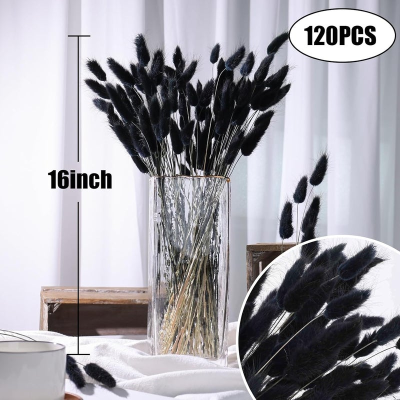 Johouse 120PCS Black Bunny Tails Dried Flowers, 17inch Dried Pampas Grass Decor, Bunny Tails Handpicked Bunch, Boho Flowers Home Table Decor, Wedding Decorations for Home - Image 3