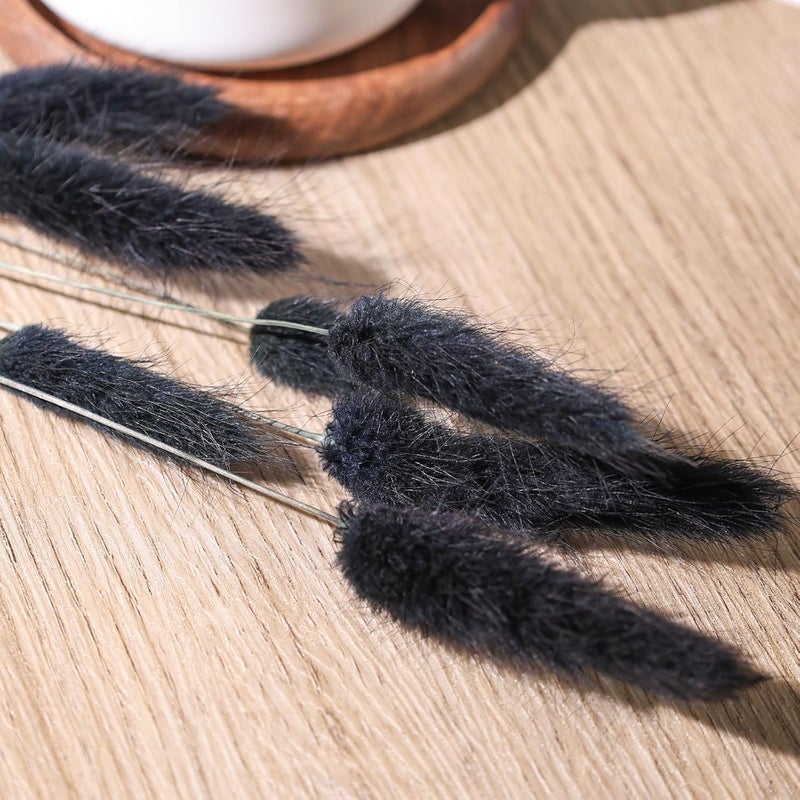 Johouse 120PCS Black Bunny Tails Dried Flowers, 17inch Dried Pampas Grass Decor, Bunny Tails Handpicked Bunch, Boho Flowers Home Table Decor, Wedding Decorations for Home - Image 2