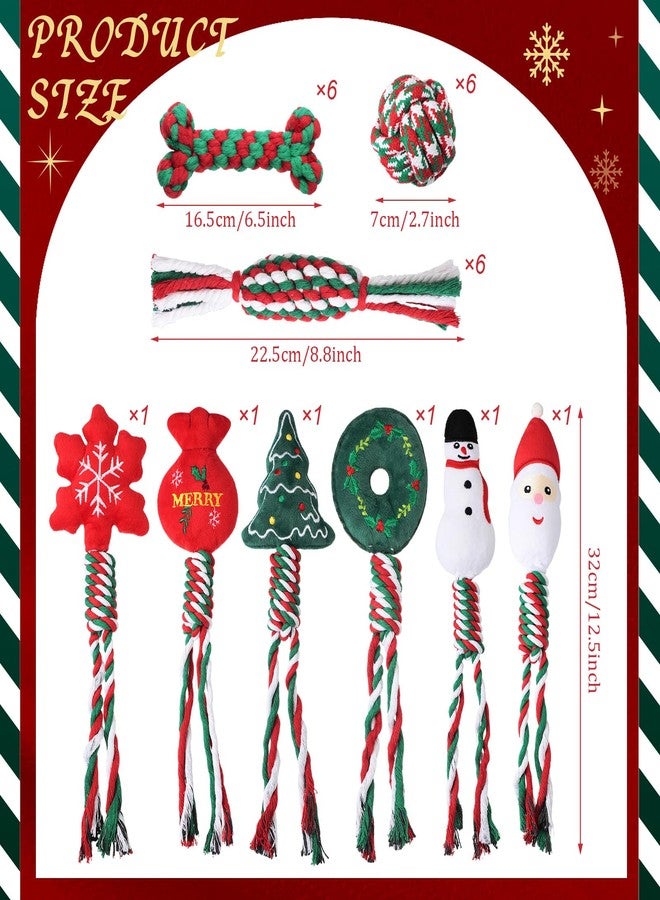 Glimin 24 Pcs Christmas Dog Rope Toys Pets Puppy Chew Interactive Toys Tough Christmas Colored Chew Training for Small Medium Large Pet Teething Cleaning Gifts(Funny Style) - Image 2