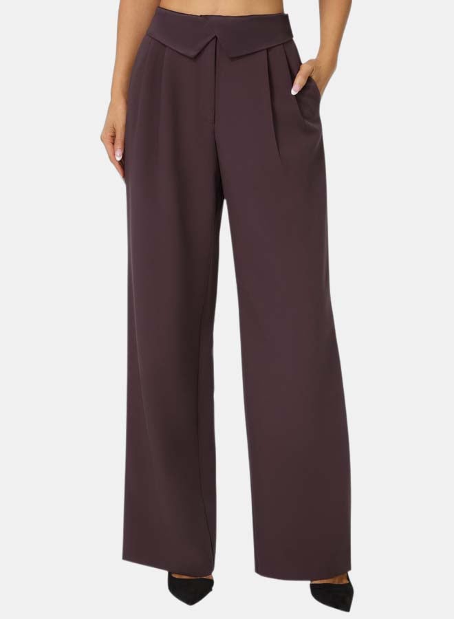 bebe Tailored Foldover Waistband Wide Leg Pant - Image 1