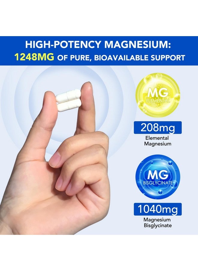 Generic Magnesium Glycinate for Sleep, Mood, Brain, High Absorption 120 Capslues Supplement, Elemental Magnesium with 100mg Calcium - Highly Bioavailable - with Vitamin D3 & K2  - Image 2