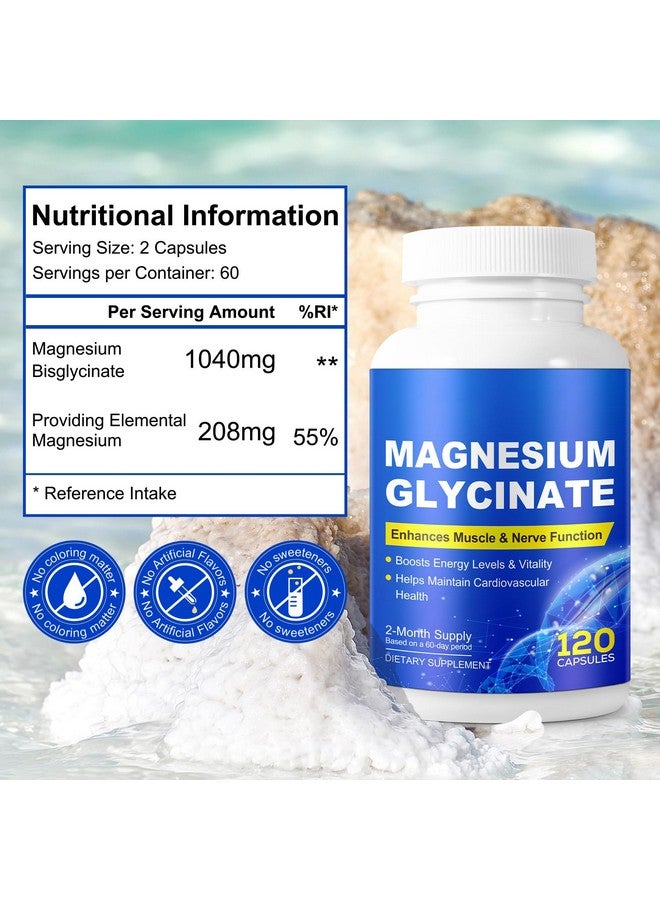 Generic Magnesium Glycinate for Sleep, Mood, Brain, High Absorption 120 Capslues Supplement, Elemental Magnesium with 100mg Calcium - Highly Bioavailable - with Vitamin D3 & K2  - Image 4