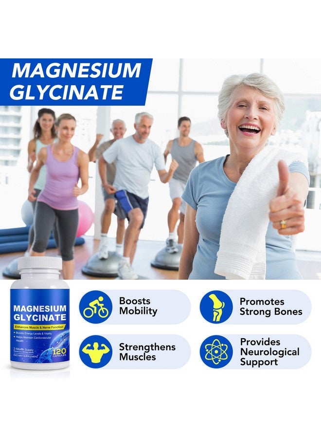 Generic Magnesium Glycinate for Sleep, Mood, Brain, High Absorption 120 Capslues Supplement, Elemental Magnesium with 100mg Calcium - Highly Bioavailable - with Vitamin D3 & K2  - Image 5