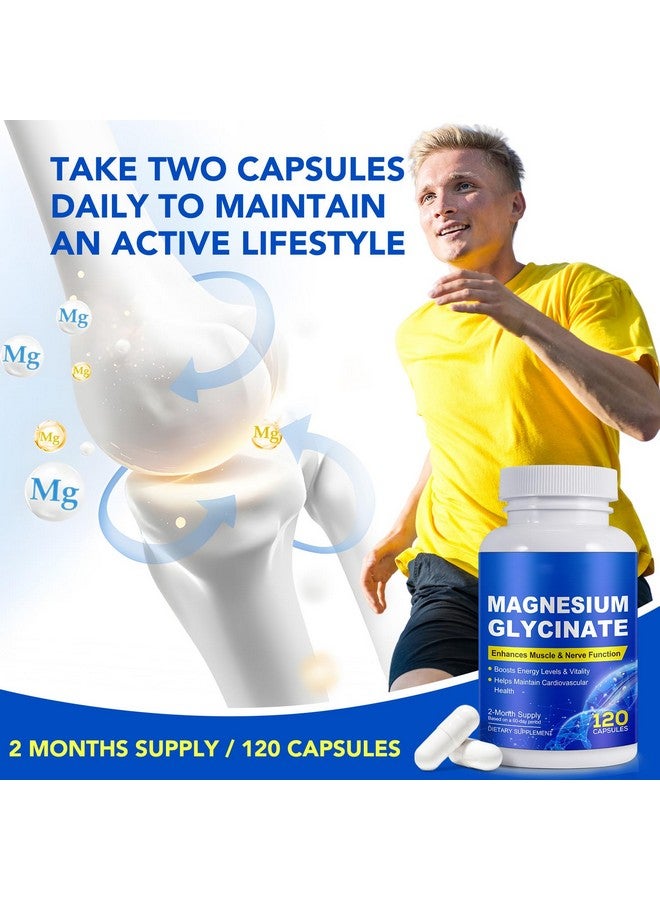 Generic Magnesium Glycinate for Sleep, Mood, Brain, High Absorption 120 Capslues Supplement, Elemental Magnesium with 100mg Calcium - Highly Bioavailable - with Vitamin D3 & K2  - Image 3