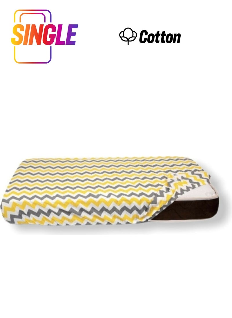 Bebek Özel Baby Special Cotton Baby and Kids Elastic Bed Sheet Yellow Zigzag 90X140  - Image 1