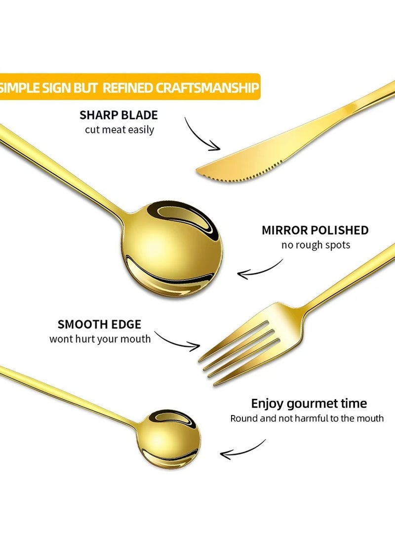 NiceArt [30 piece set of high-end stainless steel tableware] - a golden and elegant home and hotel choice - Image 3