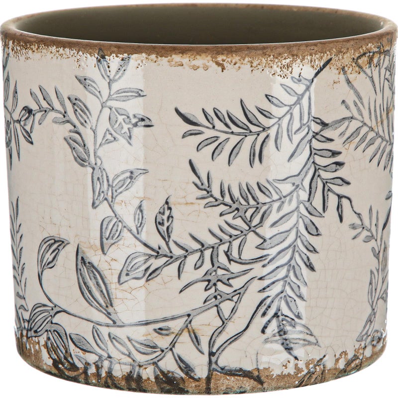 Potchen Indoor Ceramic Plant Pots with Drainage Hole 5 Inch Chinese Glaze Ice Crack Flower Pot Vintage Succulent Pots Porcelain Decorative Planter for Plants Herb Home Decor(Grey,Retro Style) - Image 1