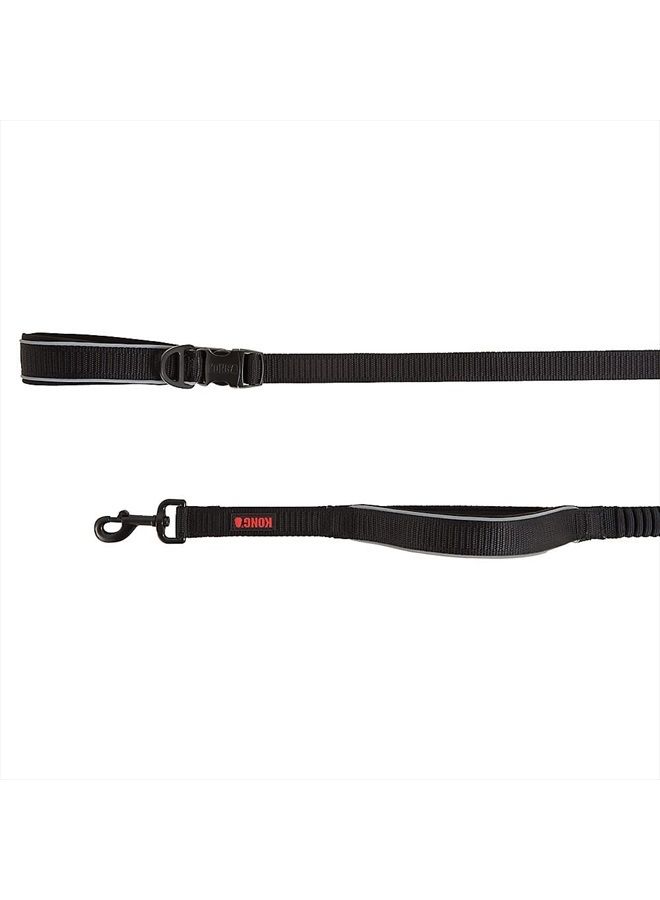 Kong Reflective Shock Absorbing Hands-Free Bungee Dog Leash 6' (Black) - Image 1