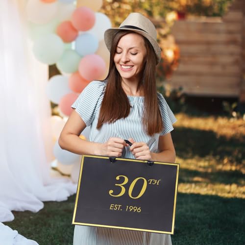 momoake 60th Birthday Gift Bag with Card and Tissue Paper for Men Women Him, 1966 60 Year Old 13" Elegant Black Gold Anniversary Keepsake Party Present Shopping Paper Bags for Gifts Wrapping - Image 3