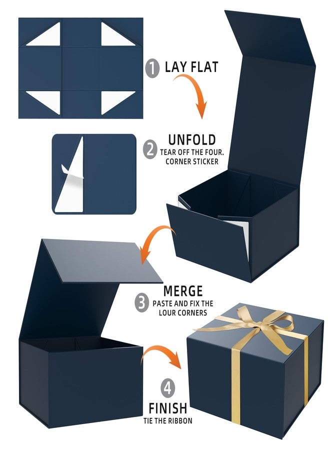 HavrePac Gift Box 8x8x4 Inch with Magnetic Closure Lid Gift Boxes For Presents,Bridesmaid Gifts Box,Birthday Gift box,Luxury for Gift Packaging, Magnetic Gift Box for Wrapping Gifts(Gentleman Blue - Image 5