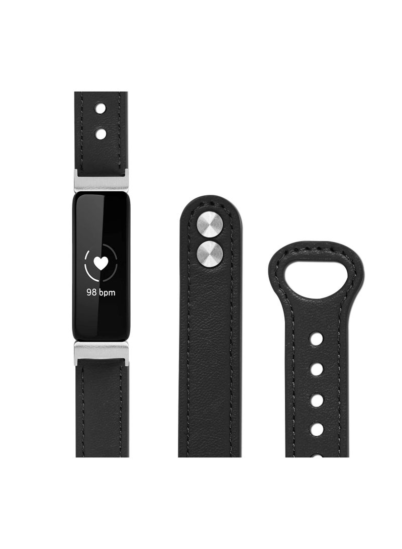 Zikra Suntown Smart Band Leather Strap, Compatible with Fitbit Inspire 2 Strap, Genuine Leather Sport Wristband Replacement Strap bands Bracelet - Image 4