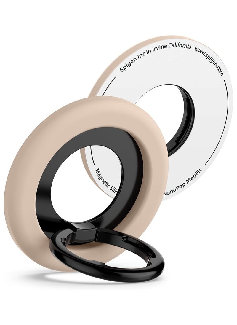 Spigen Nano Pop MagFit Magnetic Silicone Phone Grip Adjustable Holder Ring Kickstand compatible with MagSafe Case & iPhone 16 Pro Max, 16 Pro, 16 Plus, 15/14/13/12 series - Coconut Beige  - Image 1