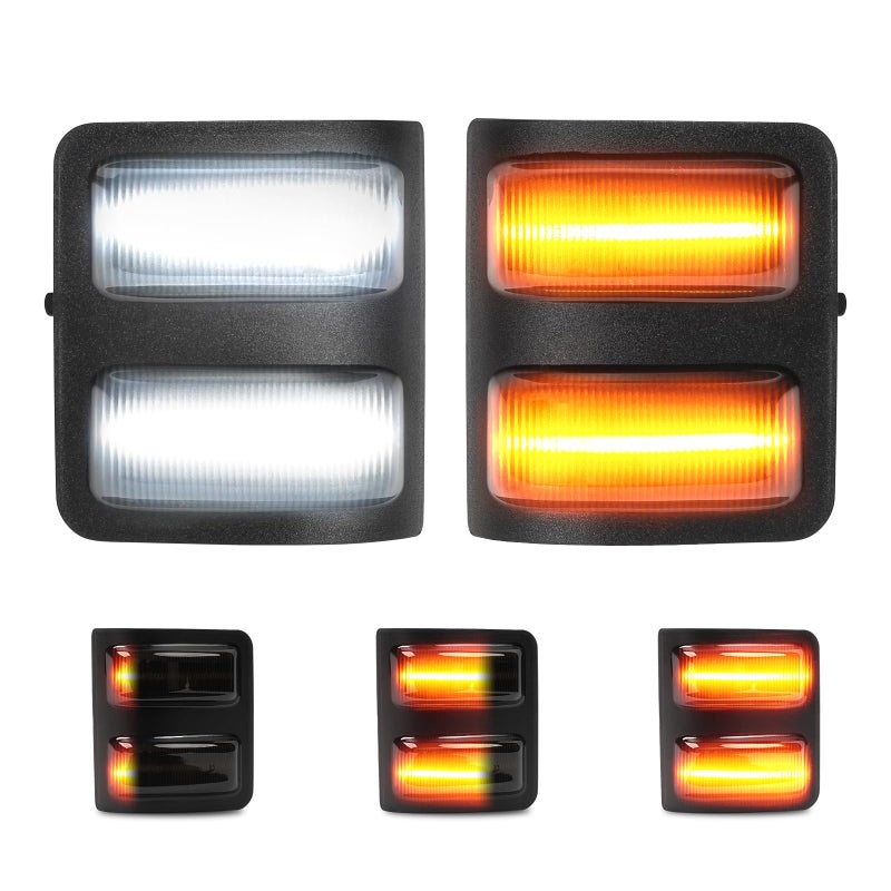 Switchback Side Mirror Marker Lights Compatible With Ford 20082016 F250 F350 F450 F550 Super Duty Turn Signal Running Light White LED Parking Lamp Amber LED Turn Signal Lights Smoked Lens