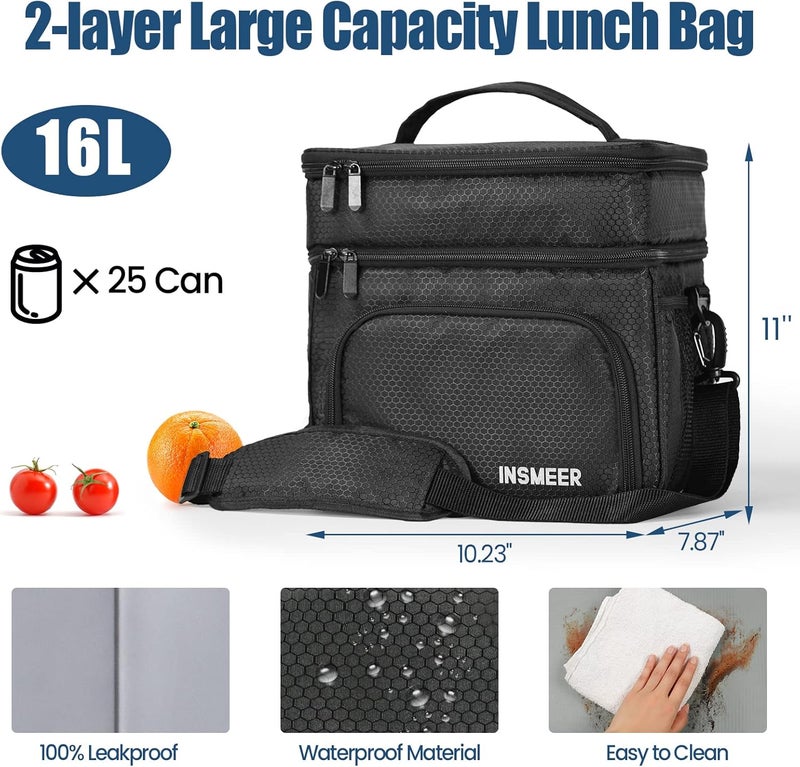 Large Insulated Lunch Bag 16L - Double Deck Cooler for Adults, Men, Women, Perfect for Travel, Camping, School, and Office - Image 4