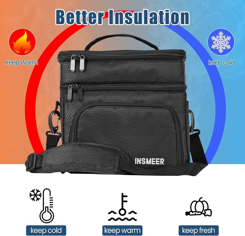 Large Insulated Lunch Bag 16L - Double Deck Cooler for Adults, Men, Women, Perfect for Travel, Camping, School, and Office - Image 2