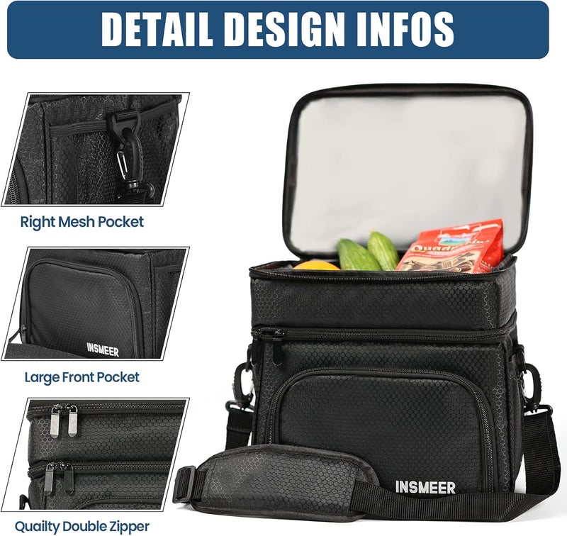 Large Insulated Lunch Bag 16L - Double Deck Cooler for Adults, Men, Women, Perfect for Travel, Camping, School, and Office - Image 3