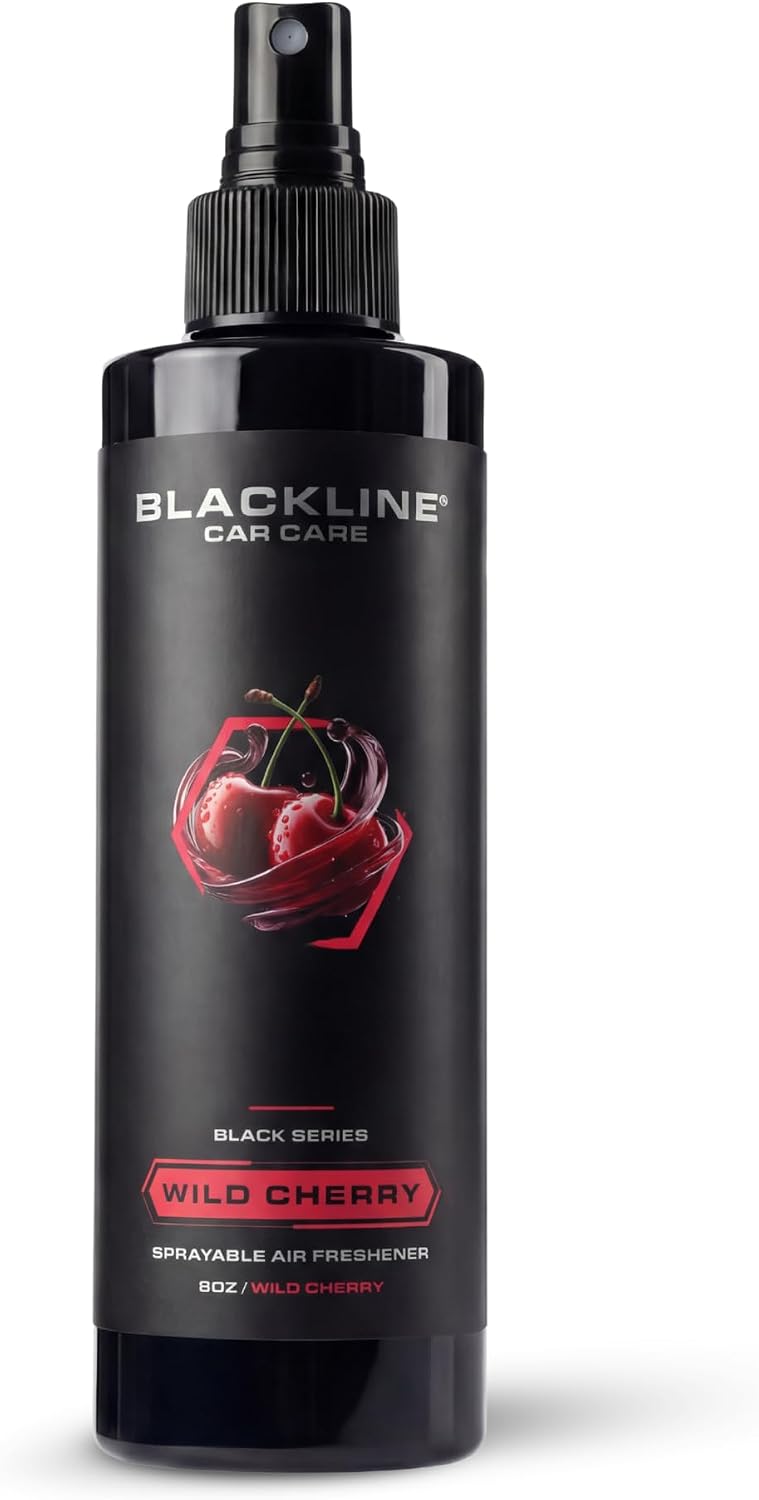 BlackLine Car Care - Wild Cherry Car Air Freshener, Long-Lasting, Oder Eliminator, for Cars, Trucks, SUV, or Home Use - 8 fl OZ - Wild Cherry Air Freshener - Cherry Spray - Image 1