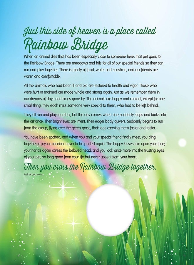 Soapbox Studio Rainbow Bridge Keepsake, Pet Sympathy Print with Photo Opening for Dog, Cat, Horse or Any Pet Loss, 8"x10" - Image 1