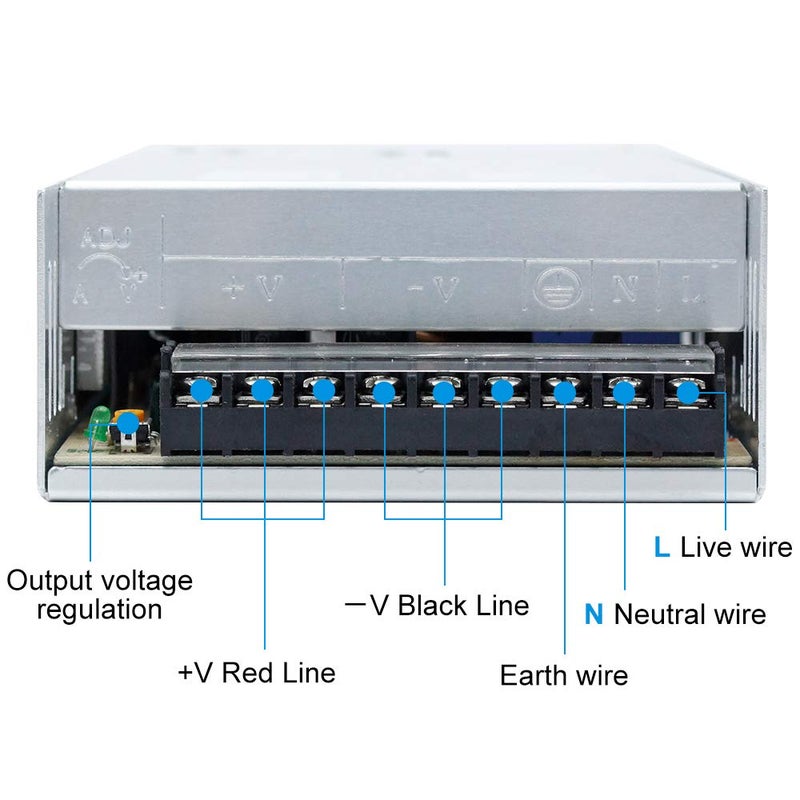 inShareplus 12V 30A 360W, DC Universal Regulated Switching Power Supply, Converter AC 100-240V to DC 12 Volt LED Driver, Transformer, Adapter for LED Strip Light, 3D Printer, Radio, Computer Project - Image 5