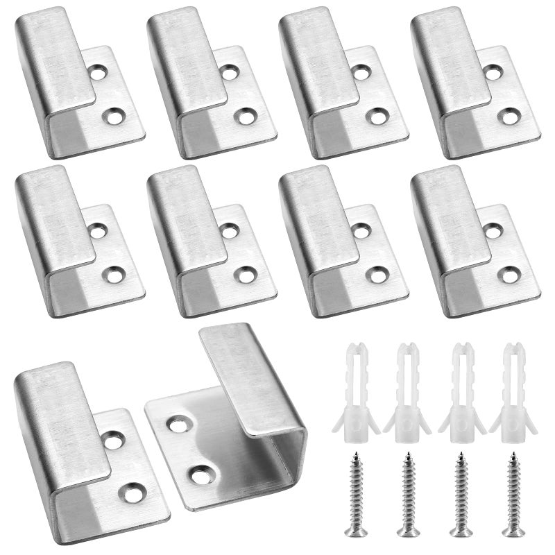 Luomorgo 10 Pcs Tile Display Wall Hanger Stainless Steel Wall Mount Brackets Hook Heavy Duty Tile Hanger for Mirrors Picture Frame Ceramic Wall Display Large Size Silver