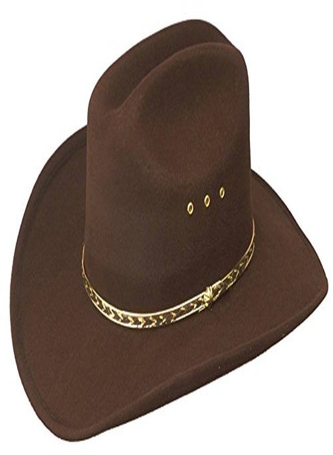 WESTERN EXPRESS Men's Faux Felt Woodcock Cowboy Hat with Gold Band Rodeo Cattleman Mexican - Brown Color Adults Size (61) - 7 5/8 - Image 1