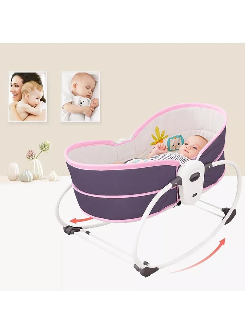 5 in 1 Baby Cradle Swing, Portable Newborn Gliding Bassinet with Detachable Canopy Music Toys Vibration, Rocking Infant Crib Sleeping Chair for Travel - Image 3