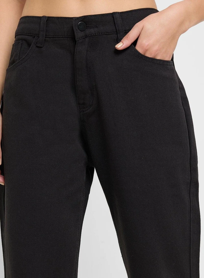 Ginger BLACK High Rise Straight Fit Jeans for Women | Best Price UAE