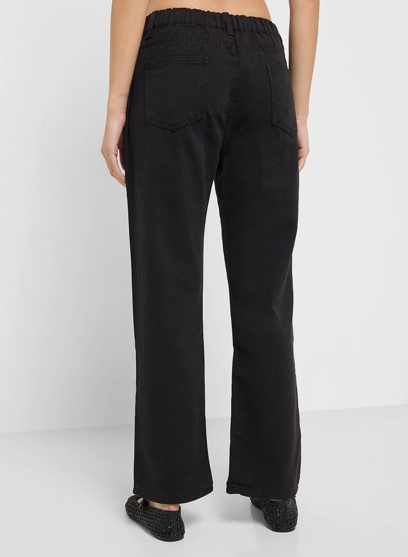 Ginger BLACK High Rise Straight Fit Jeans for Women | Best Price UAE