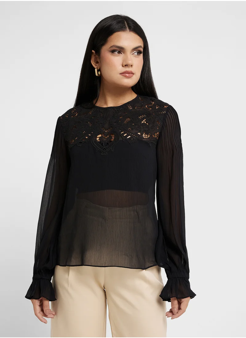 French Connection Lace Detail Top